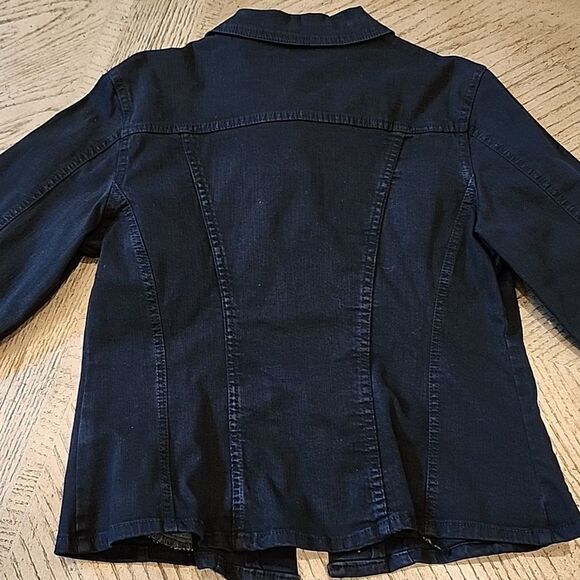 Black studded denim jacket size M dungarees - Picture 11 of 14